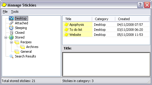 Stickies Manager